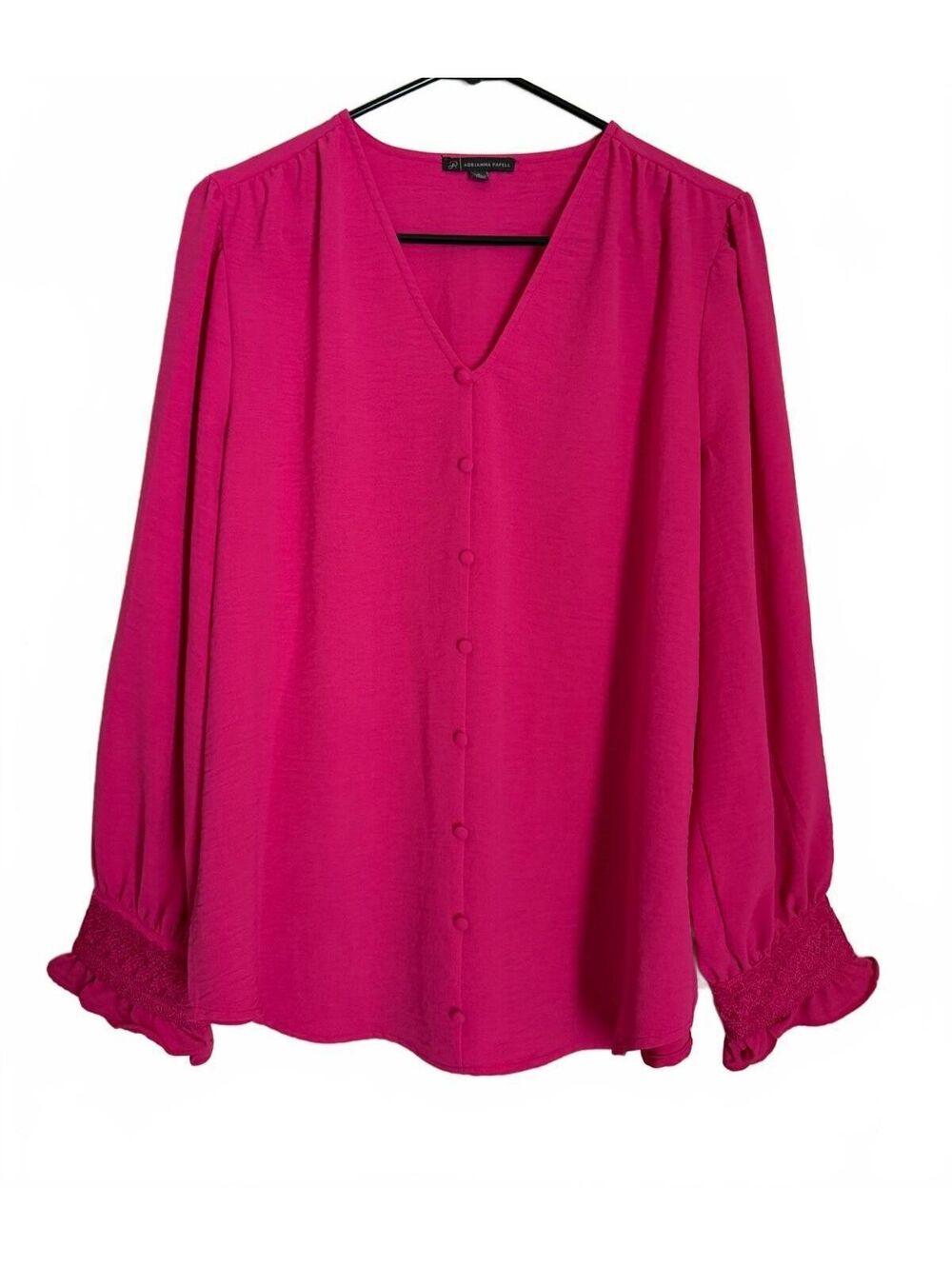 Adrianna Papell Women's Blouse Size Large Pink Embroidered Minimalist Coquette